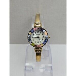 Venice Murano Millefiori Gold Tone Bangle 25mm Watch Womens Dainty New Battery